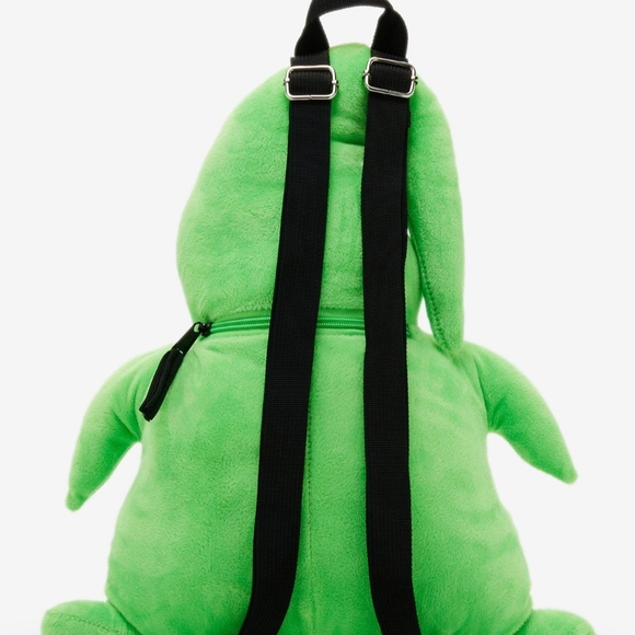 Plush Green Kids Character Backpack - Soft Hooded Bag - Picture 2 of 3